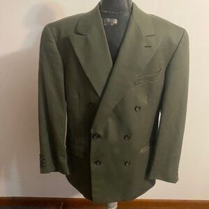 Brunelli Green Wool Double-Breasted blazer, size 40S